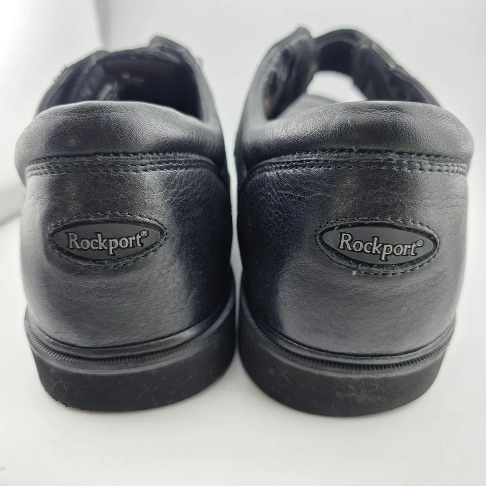Rockport Walking Shoes Leather Hook Loop Strap Mens 13 Black Support  89-00H